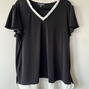 Adrianna Papell Black Top with White Trim